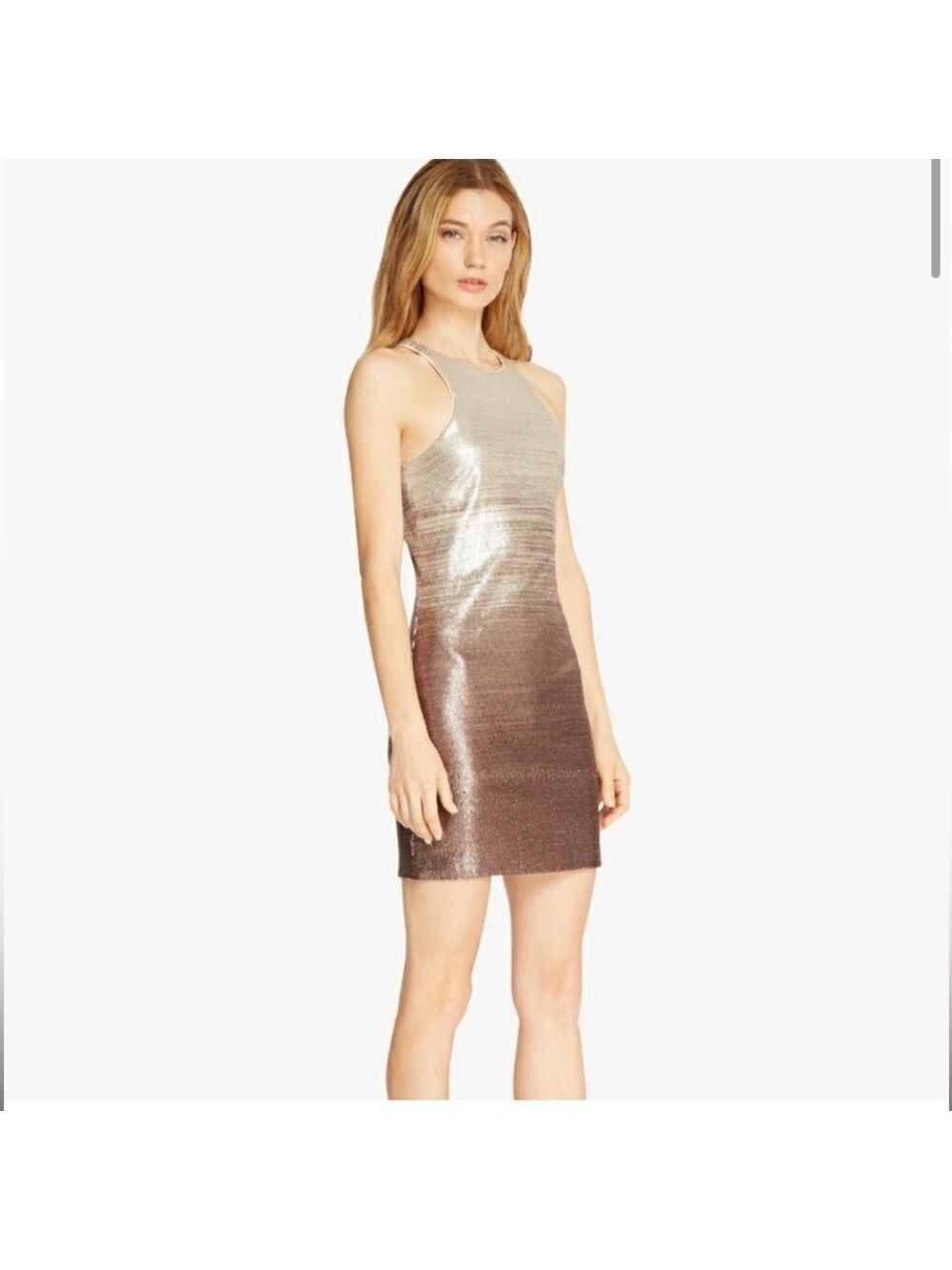 Halston Heritage Champagne/Copper Ombre Sequin Dress - Size XS